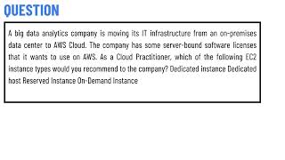 A big data analytics company is moving its IT infrastructure from an onpremises data center to AWS [upl. by Ennail633]