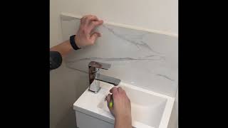 How to tile a splashback with trim bending finish  DIY Tiling tips [upl. by Elocan816]