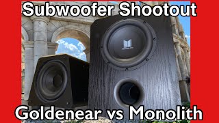 Monolith 10 vs Goldenear Forcefield 4 subwoofers [upl. by Ilene41]