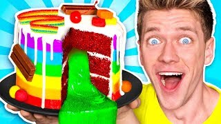 Mystery Wheel of Food Challenge SLIME CAKE Learn How To Make DIY Sour Switch Up Oobleck Food [upl. by Ehman136]