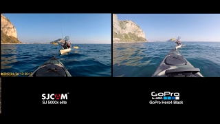 SJCAM SJ5000X ELITE vs Gopro Hero4 Black  Action cam for our kayak fishing [upl. by Fanchie]