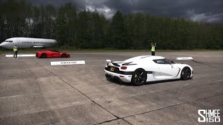 DRAG RACE LaFerrari vs Koenigsegg Agera  Vmax Hypermax [upl. by Ellenehc]