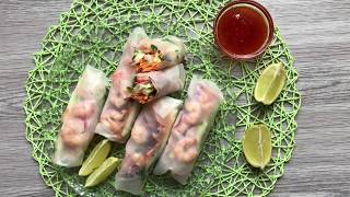 ROLLITOS DE VERANO VIETNAMITAS con VERDURAS y GAMBAS [upl. by Georas28]