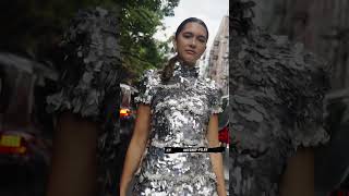 Chiara King Naeem Khan SS25 Street Style New York Fashion Week [upl. by Elleirbag270]