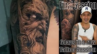 6thFinal Session  Poseidon Tattoo Sleeve Project  ROCCO TATTOO [upl. by Tratner]