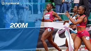 ShellyAnn FraserPryce wins 200m with 2241 in Eugene  Wanda Diamond League [upl. by Airrotal]