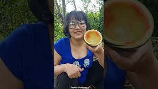 Use a watermelon rind to hold water solo gril bushcraft outdoors shorts short lifehacks [upl. by Abey]