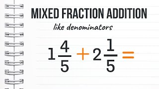 Mixed Fraction Addition  How to add mixed fractions with like denominators [upl. by Nester]