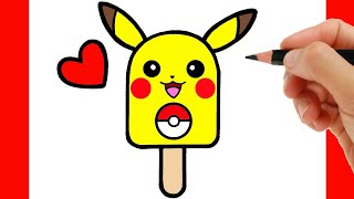 HOW TO DRAW PIKACHU EASY STEP BY STEP  DRAWING AND COLORING A ICE CREAM EASY STEP BY STEP [upl. by Faso]