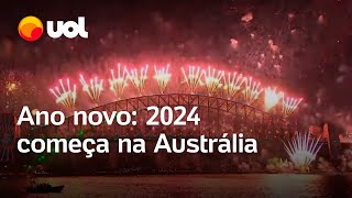 Virada do ano Austrália comemora chegada de 2024 veja vídeo [upl. by Osterhus279]