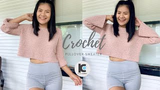 Crochet Pullover Sweater  Learn to crochet a sweater top  FREE Crochet Pattern XSXXL [upl. by Aiepoissac]