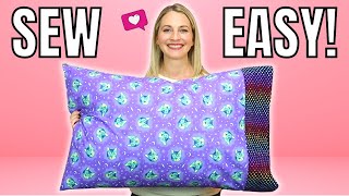 How to Sew a Pillowcase for Beginners  Step by Step Tutorial [upl. by Sumner255]