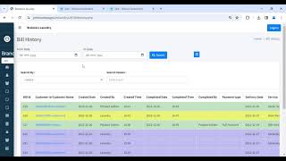 Bill history and order status Laundry management [upl. by Merkle]
