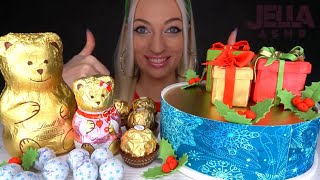 Jella ASMR chocolate Christmas candy cake Mukbang bites only [upl. by Hilde]