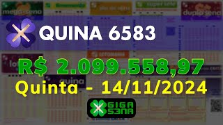 Quina 6583 Quinta 14112024  GIGASENA [upl. by Jotham647]