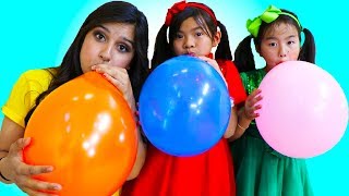 Emma amp Jannie Pretend Play Fun Playtime with Magic Color Balloons [upl. by Steward60]