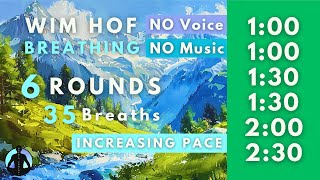 WIM HOF Guided Breathing  35 Breaths 6 Rounds Increasing Pace  To 230min No Voice No Music [upl. by Llerihs691]