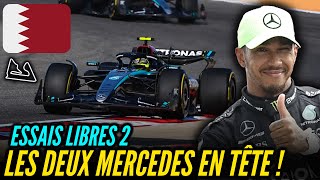 RÉSUMÉ ESSAIS LIBRES 2 GRAND PRIX DE BAHRAIN  LEWIS HAMILTON ET GEORGES RUSSELL EN TÊTE [upl. by Aekerly85]