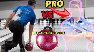 Pro Bowler tries Bowling Ball with a HANDLE [upl. by Mya]