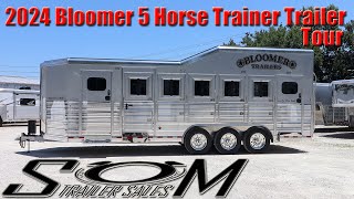 New 2024 Bloomer 5 Horse Bumper Pull Trailer Tour  Trainer Tack [upl. by Nobel]