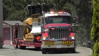 CalFire Dozer 1644 amp Dozer Tender 1644 Responding [upl. by Ameehsat]