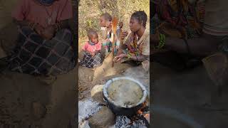 Lovely Food Family❤️ hadzabe tribe Enjoying Cooking and Eating their food 🥰 [upl. by Clementi]