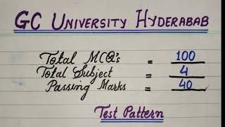 GC University Hyderabad Entry Test Pattern and Syllabus GCU Hyderabad Past papers  GCUH [upl. by Notelrac]