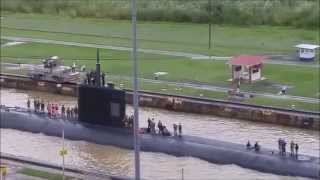 US Nuclear Submarine passes through Panama Canal [upl. by Epp882]