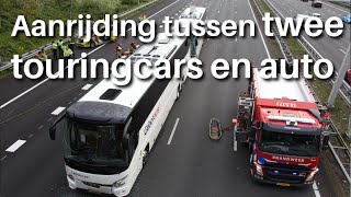 Aanrijding tussen twee touringcars en auto op de A10 [upl. by Etnahc]