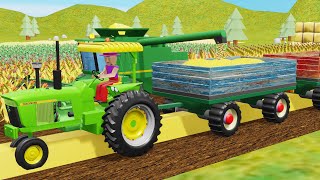 Tractor plus Combine Harvester equals Recipe for Successful Harvest  Animated Farm Simulation [upl. by Ierdna262]