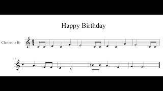 Happy Birthday Song  Clarinet Solo for Younger Players  3 Different Keys [upl. by Llenrrad]