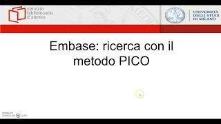 Embase ricerca con i PICO [upl. by Malda624]