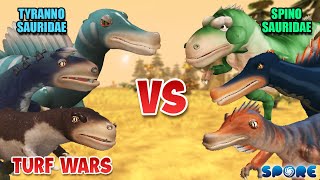 Tyrannosauridae vs Spinosauridae Turf War  Tyrannosauridae vs Spinosauridae S1  SPORE [upl. by Nerdna]