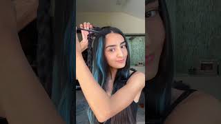 DIY Hair Colour At Home  Blue Hair Highlights Hairstyles  Hair Extensions Fro Than Hair  shorts [upl. by Llehsim]