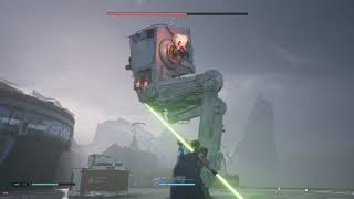 Star Wars Jedi Fallen Order Defeat First AT ST From Derelict Hangar Area [upl. by Anelim]