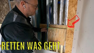 Installationswand verstärken Café Teil 2  Öffnen der Rigipswand und Rettungsversuche Drywall DIY [upl. by Vivienne456]