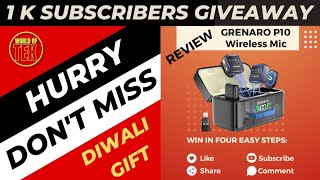 Wireless Mic Grenaro P10 Detailed Review With Diwali Celebration GIVE AWAY [upl. by Rosemary]