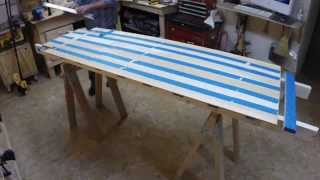 Grain Surfboard Build  Part 2 Bottom Panel Glue Up [upl. by Idonah45]