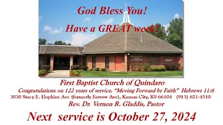 First Baptist Church of Quindaro 102724 [upl. by Hermie]