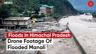 Himachal Floods Drone Footage Captures Extent Of Damage In Himachal Pradesh’s Manali [upl. by Austen561]