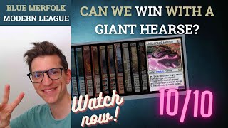 Win With a Giant Hearse 1010 in Modern Merfolk MTG [upl. by Enilamme322]