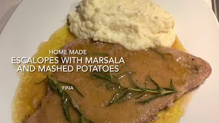 recipes escalopes with marsala and mashed potatoes  MASAK STEAK SCALOMPINA [upl. by Sirred]