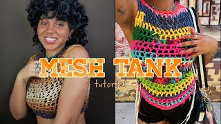 Simple Crochet Mesh Tank Top Tutorial  Regular amp Cropped [upl. by Asset587]