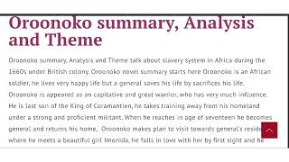 Oroonoko summary critical analysis and theme in English [upl. by Akinot]