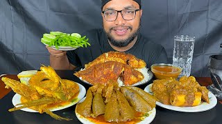 SPICY GOAT LIVER CURRY FULL FISH FRY FISH CURRY AND BUFFALO MEAT CURRY WITH RICE INDIAN FOOD [upl. by Ashlin]