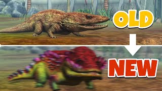 jurassic world game Max Level Upgrade Dinosaur Eryops OLD vs NEW [upl. by Edgerton]