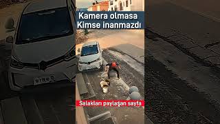 Kamera olmasa kimse inanmazdı Taşlara çarpan araba adamı ıskaladı Kamera olmasa inanır mıydınız [upl. by Zonnya]