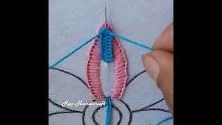 basic buttonhole stitch flower design stitching tutorial with leaf doodlesdouble chain stitch [upl. by Griff113]