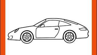 How To Draw Porsche Car  Easy car drawing step by step [upl. by Kimberlyn728]