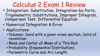 Calculus 2 Exam 1 Review Problems and Solutions [upl. by Ragan427]